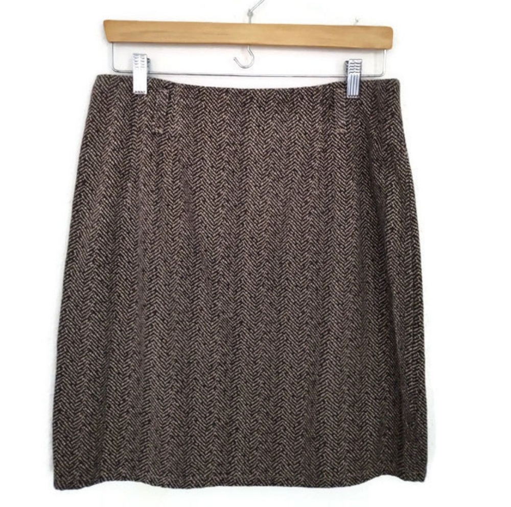 PHD Herringbone Tan And Brown Skirt Size 12 Are U  Ready For Fall?